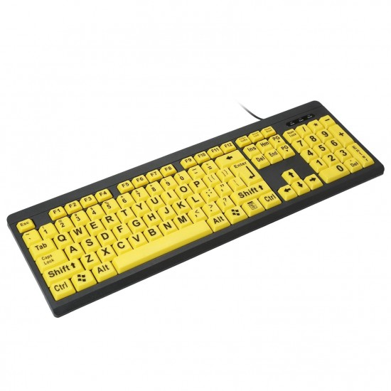 Wired USB Large Print Computer Keyboard for Low Vision Users High Contrast 104 Keys Letters for Old Men