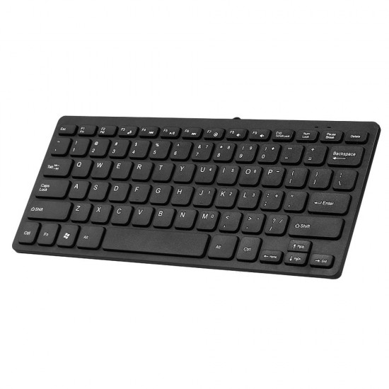 K-1000 Mini Keyboard 78-key Mini Keyboard USB Powered Wired Keyboard Chocolate Keyboard Portable Office Keyboard Black