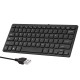 K-1000 Mini Keyboard 78-key Mini Keyboard USB Powered Wired Keyboard Chocolate Keyboard Portable Office Keyboard Black