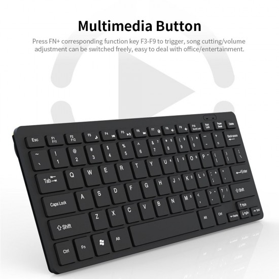 K-1000 Mini Keyboard 78-key Mini Keyboard USB Powered Wired Keyboard Chocolate Keyboard Portable Office Keyboard Black