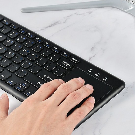 2.4G wireless keyboard with Multifunctional touchpad 78 Key ultra-thin office Portable Keyboard for Windows/Android Black