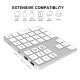 2-in-1 BT Keyboard USB-C 3.1 HUB Features 34-key Wireless Numeric Keypad with Two Extended USB3.0 Interfaces Silver