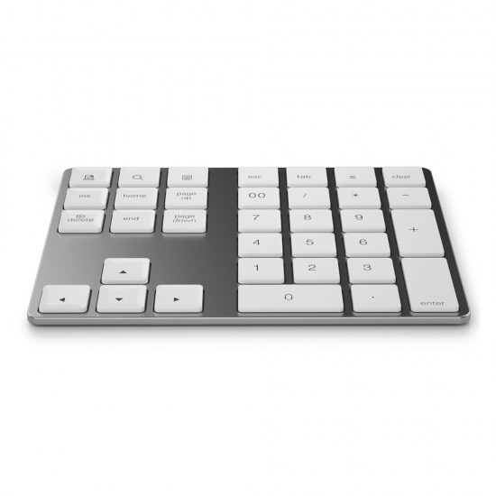 2-in-1 BT Keyboard USB-C 3.1 HUB Features 34-key Wireless Numeric Keypad with Two Extended USB3.0 Interfaces Silver