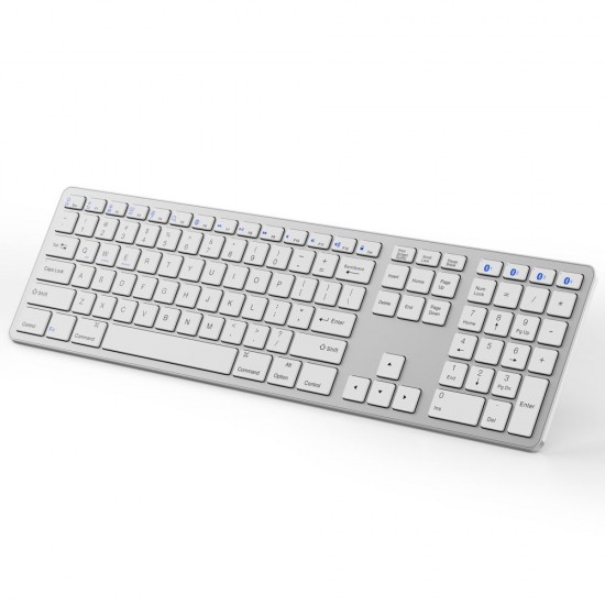 Multi-paired BT Keyboard 109-key Wireless Keyboard Support for IOS/Android/Windows System Silver