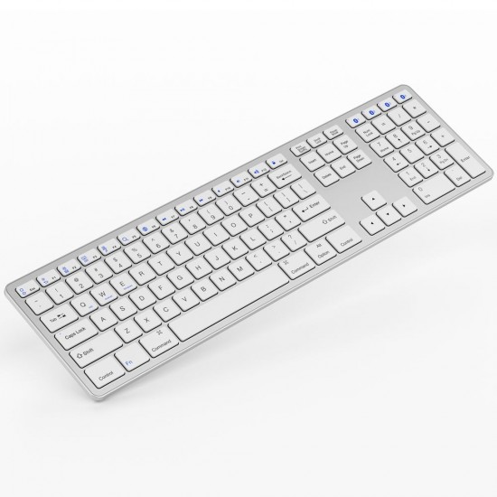 Multi-paired BT Keyboard 109-key Wireless Keyboard Support for IOS/Android/Windows System Silver