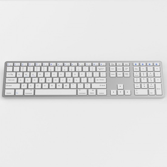 Multi-paired BT Keyboard 109-key Wireless Keyboard Support for IOS/Android/Windows System Silver