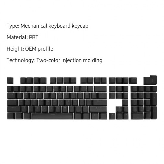 104 Keys Two-color Injection Molding PBT Keycap Set OEM Profile for Mechanical Keyboard Black(Only Keycaps)