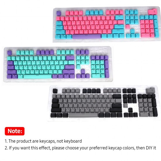 104 Keys Two-color Injection Molding PBT Keycap Set OEM Profile for Mechanical Keyboard Black(Only Keycaps)