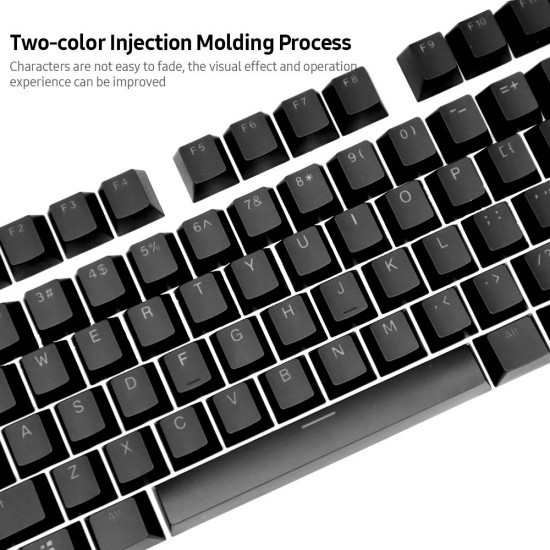 104 Keys Two-color Injection Molding PBT Keycap Set OEM Profile for Mechanical Keyboard Black(Only Keycaps)