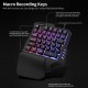 One Handed Keyboard with Wrist Rest Support Wired 35-key Keyboard RGB Backlit Keyboard 15-key Rollover/Macro Recording Keys Black