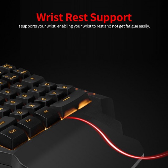 One Handed Keyboard with Wrist Rest Support Wired 35-key Keyboard RGB Backlit Keyboard 15-key Rollover/Macro Recording Keys Black