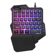 One Handed Keyboard with Wrist Rest Support Wired 35-key Keyboard RGB Backlit Keyboard 15-key Rollover/Macro Recording Keys Black