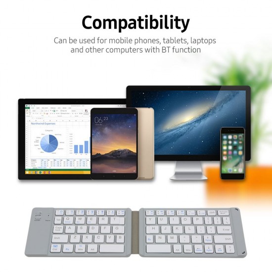 Convenient Folding BT Keyboard Compatibility Intelligent Matching Simple & Compact Long-lasting Battery Life Easy to Carry Black