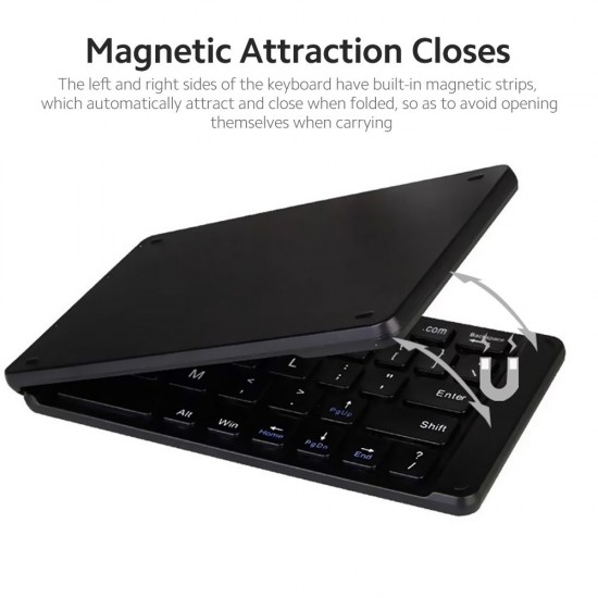 Convenient Folding BT Keyboard Compatibility Intelligent Matching Simple & Compact Long-lasting Battery Life Easy to Carry Black