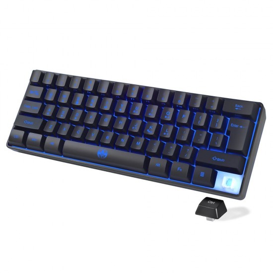 Wireless Keyboard 61 Keys BT+2.4G Dual-mode Keyboard with RGB Backlight Effect ABS Two-color Injection Molding keycap Black