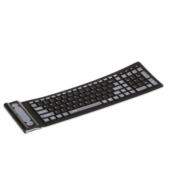 2.4G Wireless Keyboard 107 Keys Portable Folding Soft Silicone Dustproof Keyboard for Desktop Computer Laptop Plug and Play