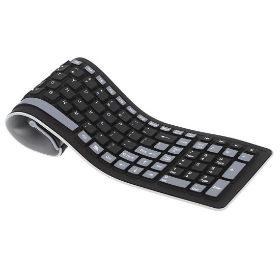 2.4G Wireless Keyboard 107 Keys Portable Folding Soft Silicone Dustproof Keyboard for Desktop Computer Laptop Plug and Play