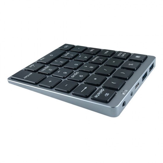 28 Keys Wireless Numeric Keyboard Financial Accounting Office Keyboard BT+USB Dual-mode Connection Built-in Lithium Battery