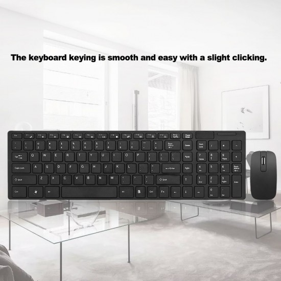 K-06 2.4G Wireless Keyboard and Mouse Combo Computer Keyboard with Mouse Plug and Play for Laptop Black