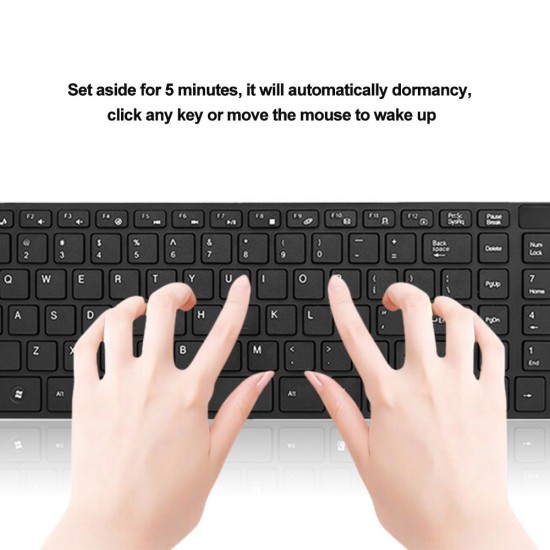 K-06 2.4G Wireless Keyboard and Mouse Combo Computer Keyboard with Mouse Plug and Play for Laptop Black