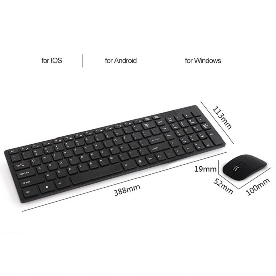 K-06 2.4G Wireless Keyboard and Mouse Combo Computer Keyboard with Mouse Plug and Play for Laptop Black