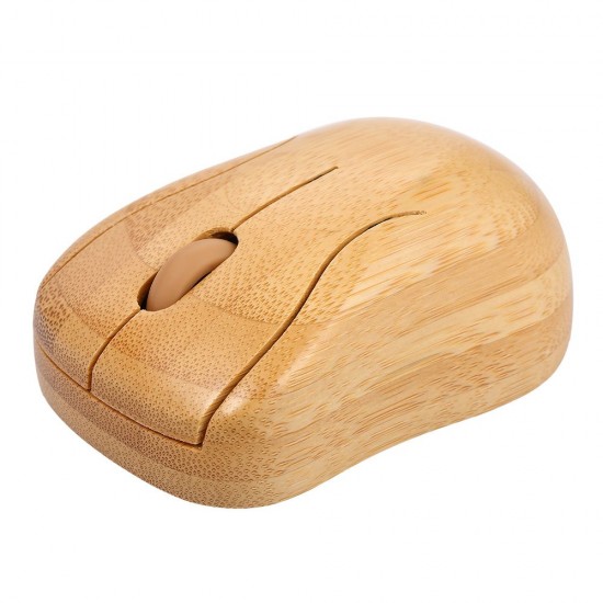 2.4G Wireless Bamboo PC Keyboard and Mouse Combo Computer Keyboard Handcrafted Natural Wooden Plug and Play Yellow