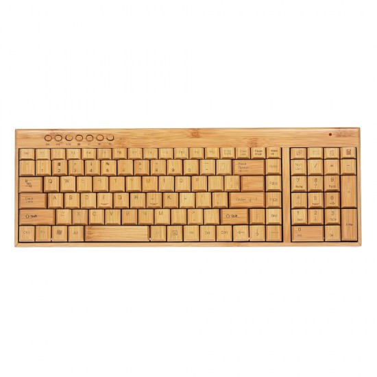 2.4G Wireless Bamboo PC Keyboard and Mouse Combo Computer Keyboard Handcrafted Natural Wooden Plug and Play Yellow