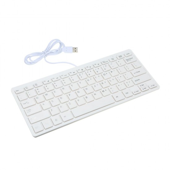 USB Mini Keyboard with Chocolate Buttons Stylish and Portable Keyboard for Desktop, Laptop Use at Home and Office (White)