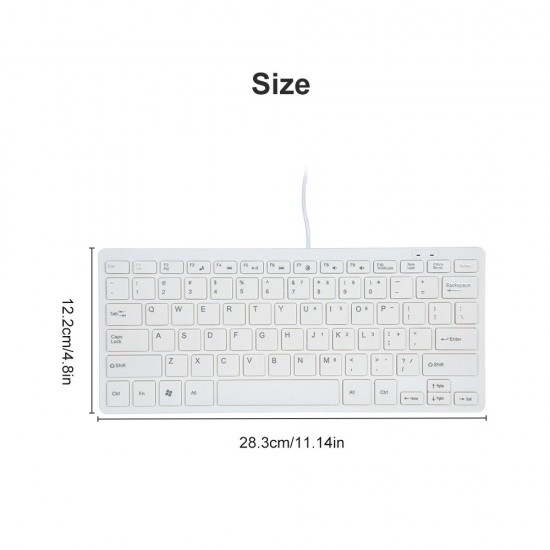 USB Mini Keyboard with Chocolate Buttons Stylish and Portable Keyboard for Desktop, Laptop Use at Home and Office (White)