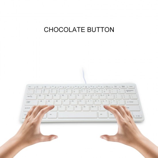 USB Mini Keyboard with Chocolate Buttons Stylish and Portable Keyboard for Desktop, Laptop Use at Home and Office (White)