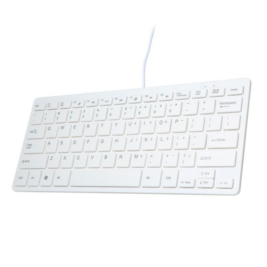 USB Mini Keyboard with Chocolate Buttons Stylish and Portable Keyboard for Desktop, Laptop Use at Home and Office (White)