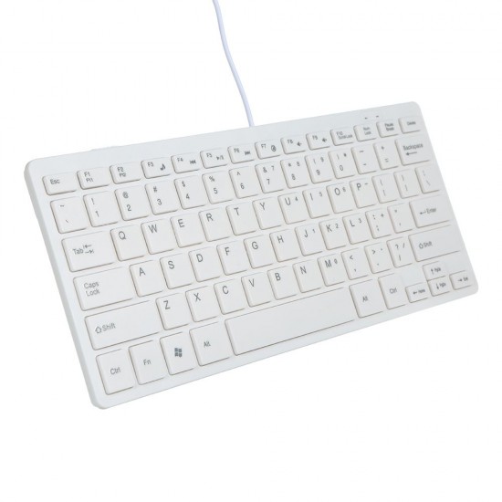 USB Mini Keyboard with Chocolate Buttons Stylish and Portable Keyboard for Desktop, Laptop Use at Home and Office (White)