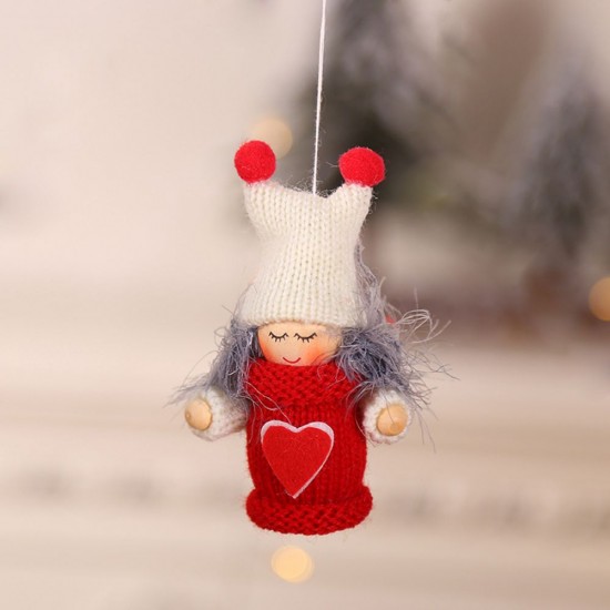 Christmas Wooden Doll Pendant Old Man Boy Girl Little Doll Widget Christmas Tree Wool Decoration 6 Different Patterns Christmas gifts