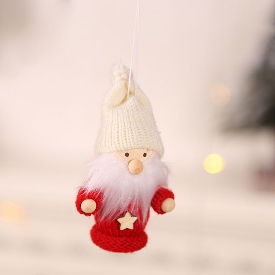 Christmas Wooden Doll Pendant Old Man Boy Girl Little Doll Widget Christmas Tree Wool Decoration 6 Different Patterns Christmas gifts