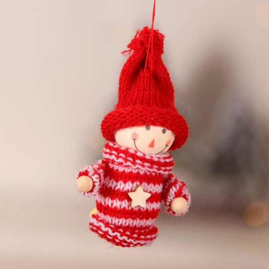 Christmas Wooden Doll Pendant Old Man Boy Girl Little Doll Widget Christmas Tree Wool Decoration 6 Different Patterns Christmas gifts