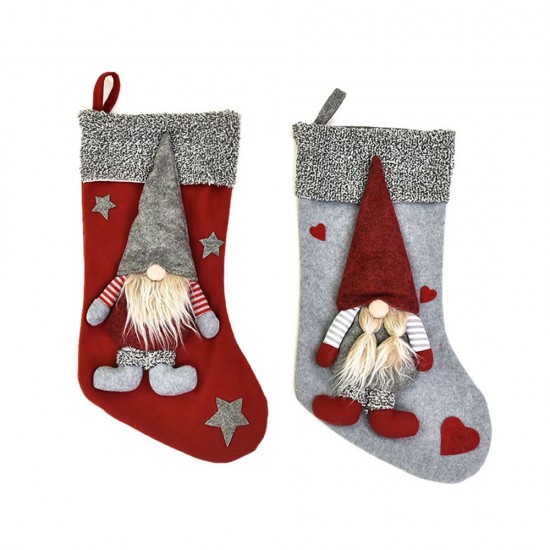 Christmas Stocking 17'' Xmas Character 3D Plush with Faux Fur Cuff Christmas Decorations and Party Accessory