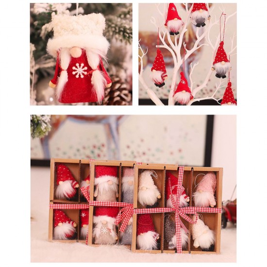 Christmas Decoration Box 6 Dolls Pendant Tree Hanging Ornaments Christmas Crafts Elves Decorations Style A