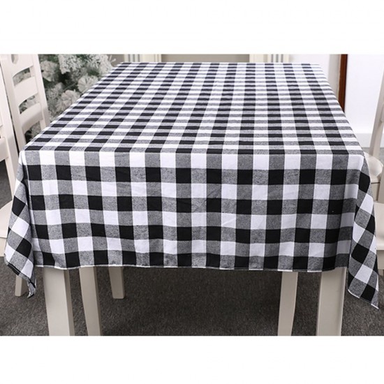 Christmas Day Grid Tablecloth Home Use Rectangle Picnic Table Cover for Outdoor and Indoor Use