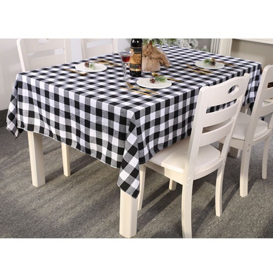 Christmas Day Grid Tablecloth Home Use Rectangle Picnic Table Cover for Outdoor and Indoor Use