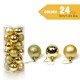 24pcs Christmas Ball Ornaments with Lanyards 3cm/1.2in Christmas Tree Ornaments Balls Shiny Matte Glitter Balls Shatterproof Christmas Decorations for Holiday Wedding