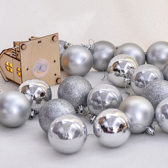 24pcs Christmas Ball Ornaments with Lanyards 3cm/1.2in Christmas Tree Ornaments Balls Shiny Matte Glitter Balls Shatterproof Christmas Decorations for Holiday Wedding