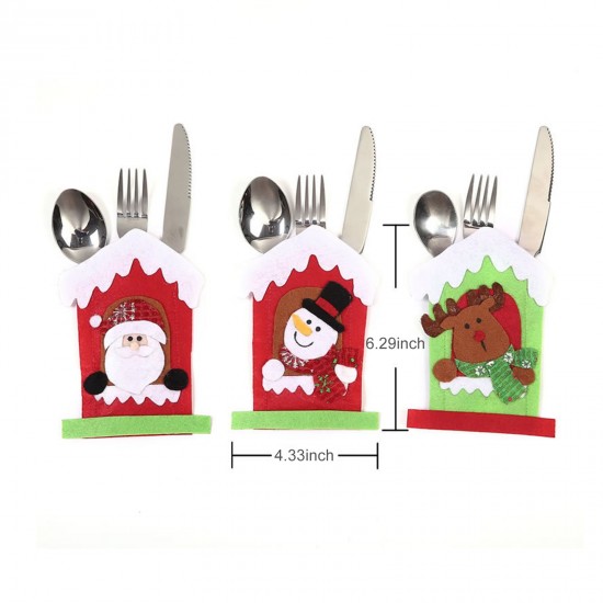 Mini Christmas Cutlery Tableware Holders Mini Santa Silverware Holders Candy Covers Wine Bottle Decor Gift Thanksgiving Day Holiday Festivals Dinner Decor