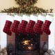 Christmas Candy Stocking Classic Plaid Pattern Reusable Tote Bags Gift Tote Bag Happy Hanging Socks for Holiday Party Christmas Decorations