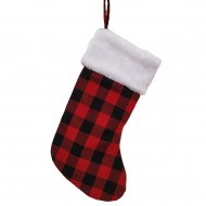 Christmas Candy Stocking Classic Plaid Pattern Reusable Tote Bags Gift Tote Bag Happy Hanging Socks for Holiday Party Christmas Decorations