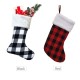 Christmas Candy Stocking Classic Plaid Pattern Reusable Tote Bags Gift Tote Bag Happy Hanging Socks for Holiday Party Christmas Decorations