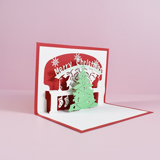 3D Pop Up Christmas Cards Greeting Holiday Cards with Envelope Xmas Decoration Ornament Xmas New Year Holiday Festivals Gift