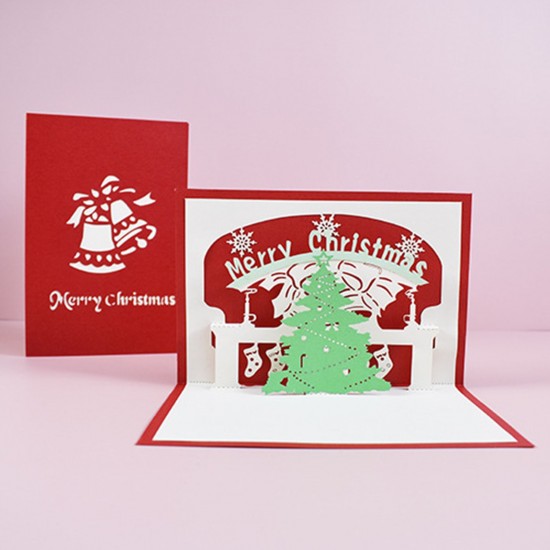 3D Pop Up Christmas Cards Greeting Holiday Cards with Envelope Xmas Decoration Ornament Xmas New Year Holiday Festivals Gift