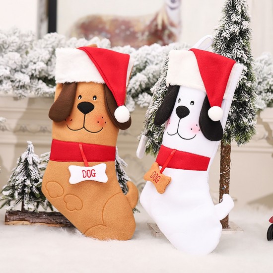 Christmas Decoration Supplies Creative Cute Cartoon Puppy Christmas Stockings Khaki Dog Christmas Puppy Socks