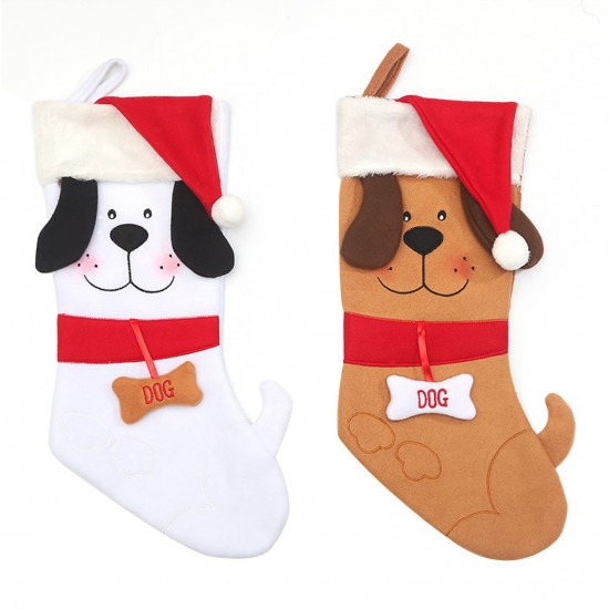 Christmas Decoration Supplies Creative Cute Cartoon Puppy Christmas Stockings Khaki Dog Christmas Puppy Socks