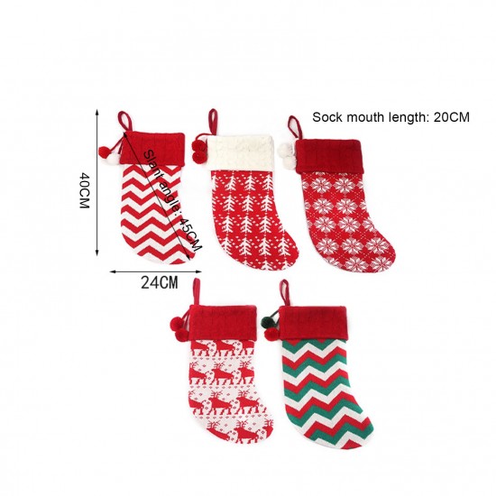 5Pcs Knitted Woolen Christmas Socks Christmas Tree Decorations Children's Holiday Gift Bags Candy Socks Christmas Decoration